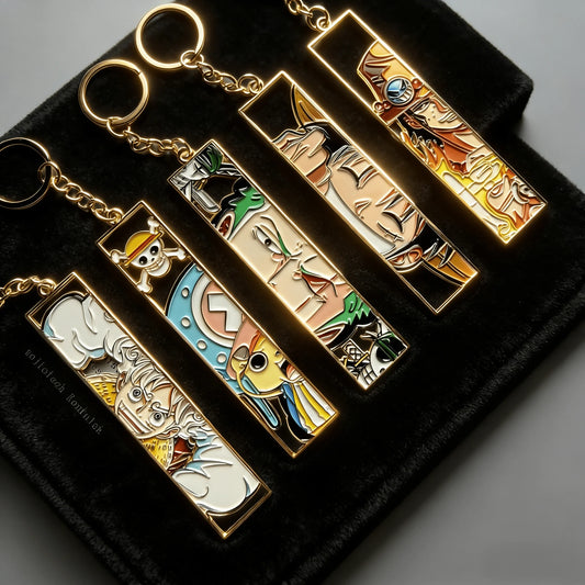 One Piece Golden Manga Panel Premium Metal Keychain