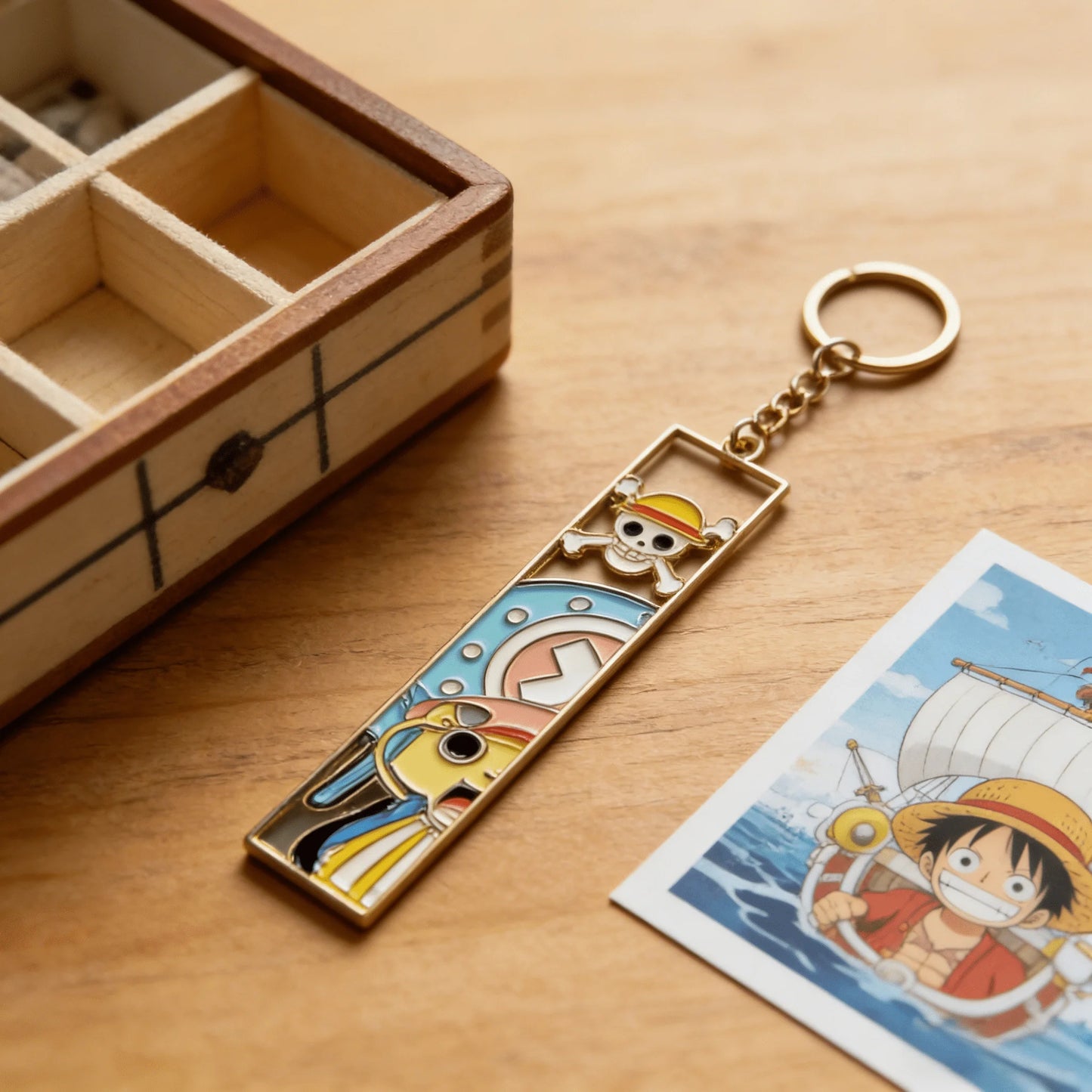 One Piece Golden Manga Panel Premium Metal Keychain
